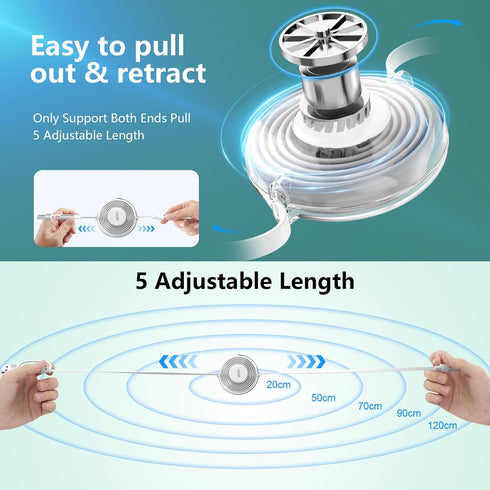Upgraded 100W Retractable Multi 5-in-1 USB A/Type C to Lightning+USB C+Micro Charging Cable for iPhone 15 14 13