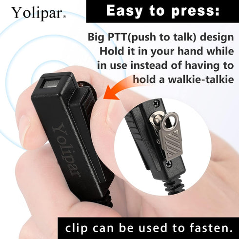RDM2070D 2-Pin 2-Wire Motorola Walkie Talkies Earpiece Surveillance Kit with Big PTT Mic