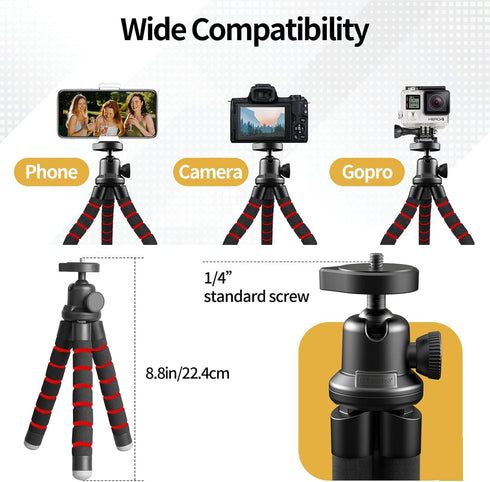 Sensyne Phone Tripod, Flexible Cell Phone Tripod with Wireless Remote, Mini Travel Stand, Compatible with All Cell