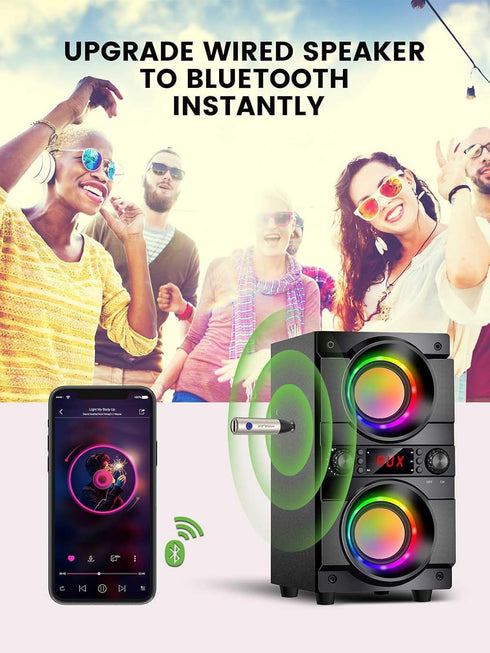 5.3 Aux Bluetooth Adapter for Car, 3.5mm Jack Wireless Audio Receiver for Home Stereo Speakers, USB-C Charging Port.