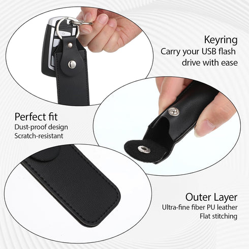 Gtziqa 4 Pcs Flash Drive Case, Leather Anti Lost Thumb USB Flash Drive Holder USB Storage Cases Protective Cover Small