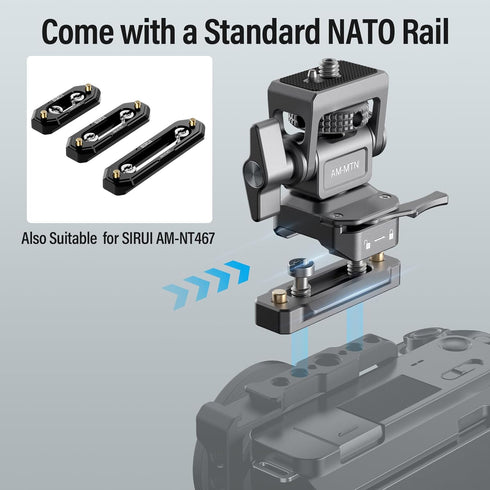 SIRUI Camera Monitor Holder with NATO System Mount, 360° Swivel and 180° Tilt for 5” and 7” Monitors, AM-MTN