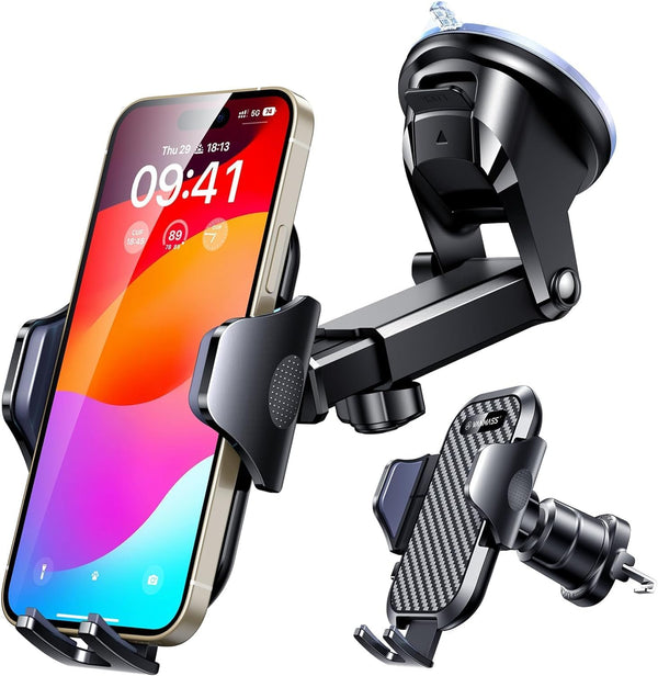 VANMASS 2024 Newest Military-Grade Car Phone Holder Mount, Over 60LBS Suction, Dashboard Windshield for iPhone 15 Pro