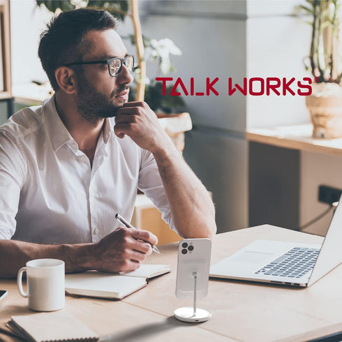 TALK WORKS Magnetic Desktop Cell Phone Stand for iPhone 15/Pro/Max, Compatible with MagSafe iPhone Cases and Charging