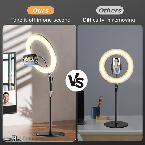 Wowcati 10" Desk Ring Light with Magnetic Phone Stand for Zoom Meetings, Ring Lights for Video Recording, Laptop Light
