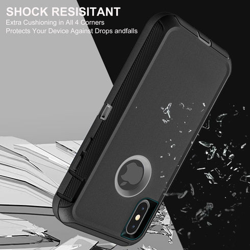 Shop iPhone Xs Max Case: Military Grade 3-in-1 Heavy Duty Shockproof, Drop Proof, Dust Proof + 2 Tempered Glass