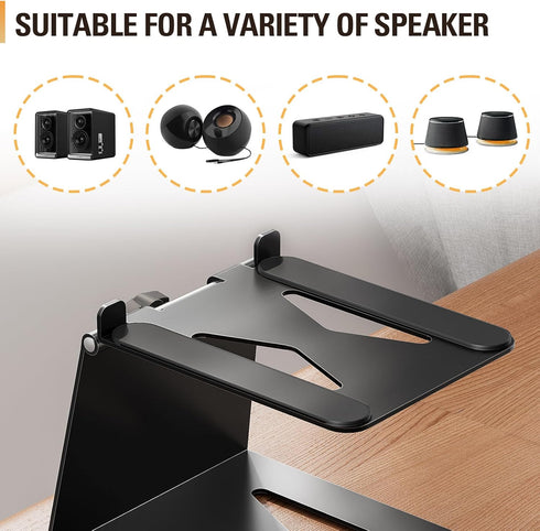 Mounting Dream Desktop Speaker Stand, Tilted Studio Monitor up to 15°, Set of 2 Bookshelf Speaker Stand