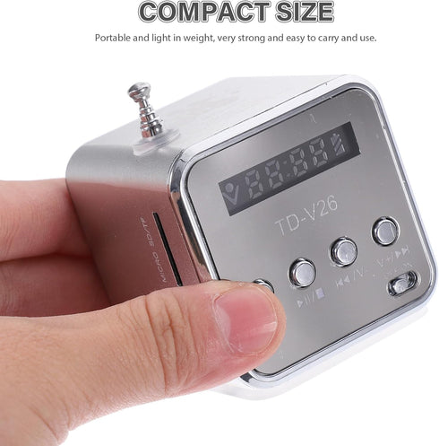 Hemobllo MP3/4 Mini Digital Portable Music Player Micro SD/TF USB Disk Speaker FM Radio (Silver)