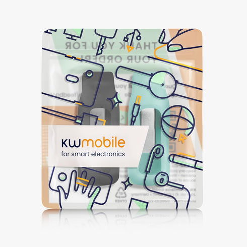 kwmobile 2X Clip Holders for Fitbit Inspire 3 / Inspire 2 / Ace 3, Clip-On Holder Replacement Set - Black/Mint
