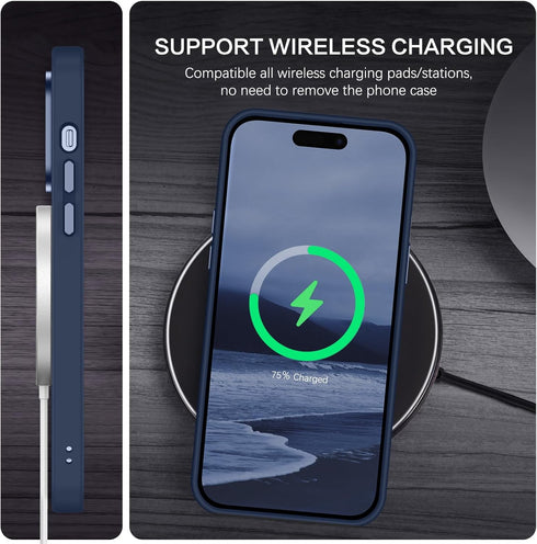 BENTOBEN Magnetic iPhone 14 Pro Case, Translucent Matte Slim Shockproof Cover, Compatible with Magsafe - Navy Blue