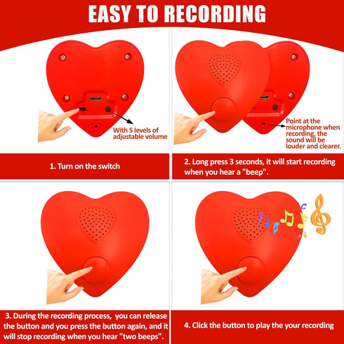 Voice Recorder, 16min USB Downloadable Sound Chips Module for Stuffed Animals, Personal Voice Message Gift (Red)