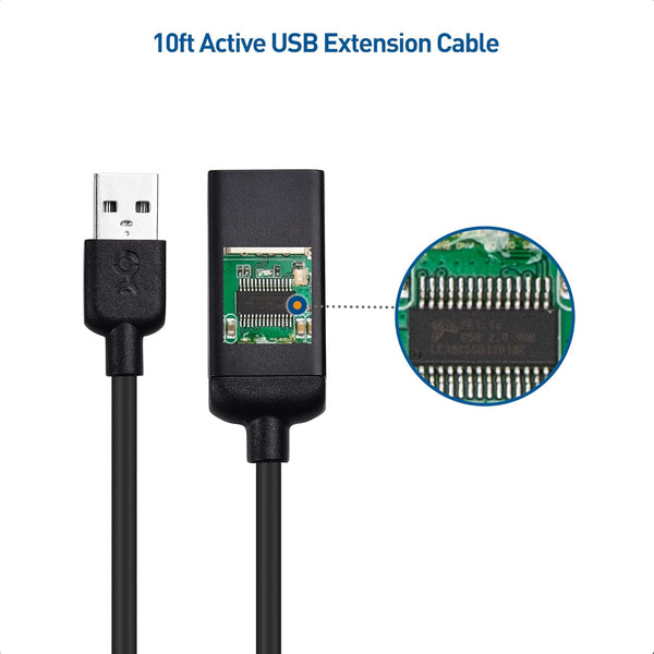Cable Matters Active USB Extension Cable 32.8 ft / 10m (Active USB Extender Cable, USB Cable Male to Female) for Webcam, Oculus Sensor, HTC Vive Link Box, Xbox Kinect, Playstation Camera and More by Cable Matters