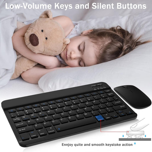 GOGARA Set Set Rechargeable Bluetooth Keyboard and Mouse Combo, Universal Ultra-Slim Wireless Keyboard Mouse