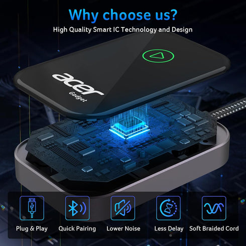 Acer Seamless Gadget CarPlay Wireless Adapter for Apple iPhone Wireless Apple CarPlay Wireless Adapter Upgrade Wired