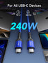 JSAUX 240W USB-C Charge Cable 10FT, USB C to USB C Cord USB-C Type C Fast Charger Cable Compatible with MacBook Pro Air, iPad Pro Air, Dell XPS, iPhone 15/15 Pro Max, Samsung Galaxy S23/S22/S21, Pixel by JSAUX