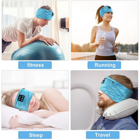 Sleep Headphones, Wireless Headband with Zip Pocket, Ultra-Thin HD Stereo Speakers for Side Sleepers, Music Sport