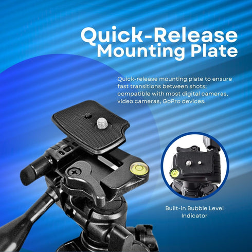 Acuvar Inch (57" Inch) Elite Series Professional Heavy Duty Tripod Tall Adjustable DSLR Camera & Camcorder Tripod Stand