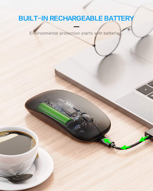 INPHIC Wireless Mouse, 2.4G Silent Rechargeable Ultra Slim USB Portable Mouse, 1600 DPI & 400mAh Battery for Laptop and