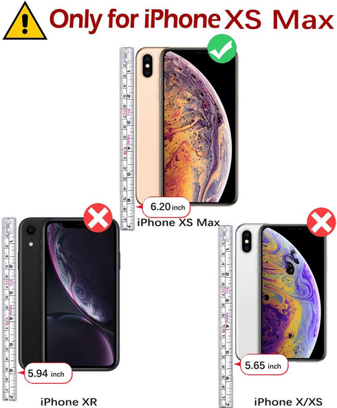 MONASAY Wallet Case for iPhone Xs MAX, 6.5-inch, Flip Folio Leather Cover with Credit Card Holder