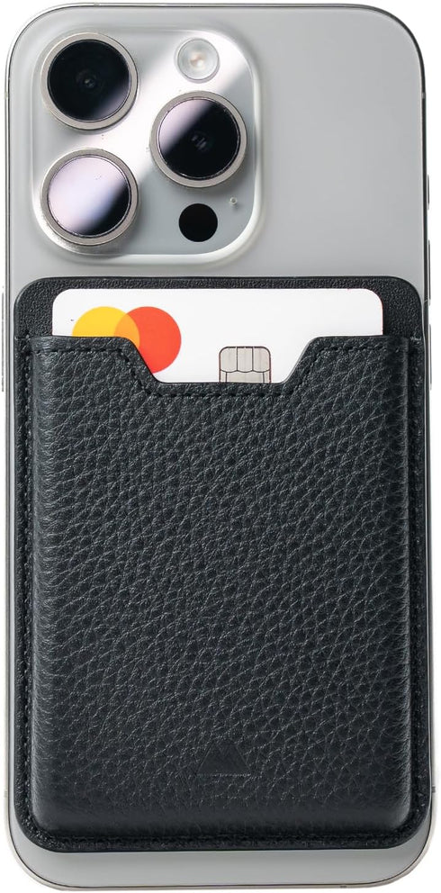 Mous MagSafe Compatible Wallet Card Holder for iPhone 15, 14, 13, and 12 Models - Black Leather Accessory