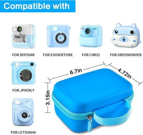 Kids Camera Case Compatible with Esoxoffore, Dududragon, Bofider, Instant Print Camera Storage, Blue