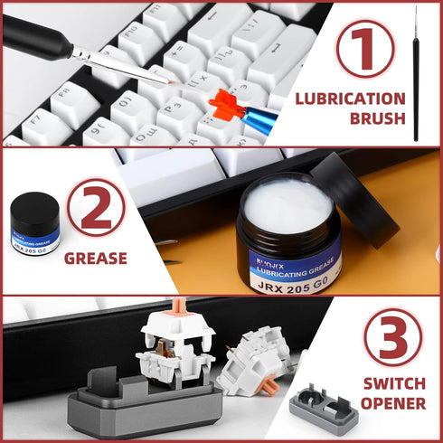 YIMAGUJRX RUNJRX Keyboard Switch Lube Kit JRX 205G0 0.53oz/15g, Switch Opener and Lube Brush for MX Cherry Panda Kailh