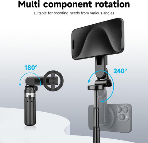 HealAge 4-in-1 360 4.33-16" Foldable Magnetic Tripod for Phone - Multifunctional Selfie Stick for iPhone & Android
