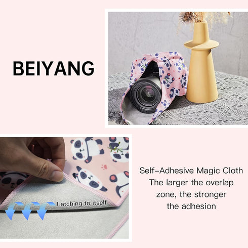 13.8x13.8 Inch Camera Protective Wrap, Lens Protector Wrapper, Pink Panda Pattern Magic Self-Adhesive Cloth