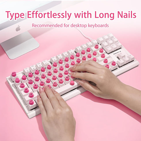 64 64PCS) Pcs Keyboard for Long Nails with Letters, Self-Adhesive Keyboard Stickers for Long Nails, Typing Aid