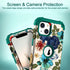Hocase iPhone 14/13 Case - Heavy Duty Shockproof Protection, Soft Silicone & Hard Plastic Bumpers, Teal Flowers (6.1")