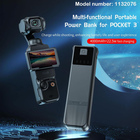 LICHIFIT Mobile Power Bank 22.5W Fast Charging for DJI Osmo Pocket 3, Handheld Extended Battery Grip, Portable