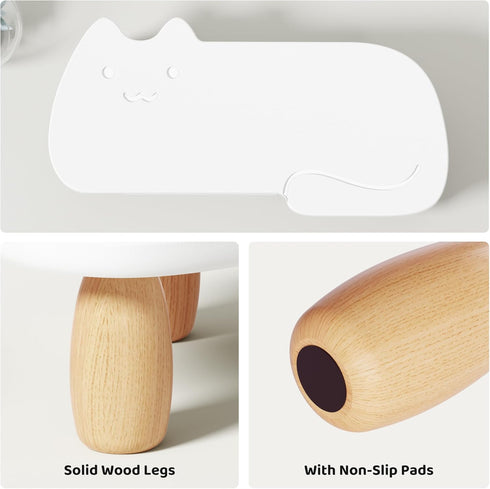 AFOOYO Monitor Stand Riser,Cat-Shaped Sturdy Wood Computer Monitor Stand, Monitor Stand Riser, Multi-Purpose Desktop