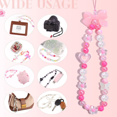 TINKRSTUFF 4 Y2K PCS Cute Phone Charms Aesthetic Cellphone Wrist Strap Bedazzling Bear Bow Butterfly Heart Star Flower