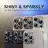 Choiche 9H Tempered Glass Camera Lens Protector for iPhone 15 Pro/Pro Max, Glitter-Titanium with Metal Ring Decoration.