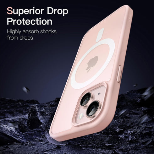JETech iPhone 13 Mini Case, 5.4-Inch, Slim Shockproof, Translucent Matte Back, MagSafe Compatible (Chalk Pink)