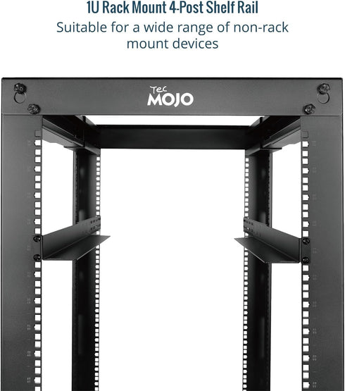 Tecmojo 1U Rails,4-Post 20.9"-32" Universal Rack Mount Server Rack Shelf Rail with Adjustable Depth Fit for Non-Rack