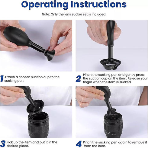 CHICHIYANG 7pcs Set Lens Sucker Kit, Suction Pen and Suction Cups, Changeable Anti-Static, ESD Conductive Silicone