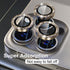 Gold Glitter Camera Lens Protector for iPhone 15 Pro/Pro Max - 9H Tempered Glass with Metal Ring Decoration.