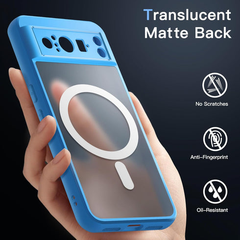JETech Shockproof Magnetic Case for Google Pixel 8 Pro 6.7" (2023) - Translucent Matte Back, MagSafe Compatible (Bay)