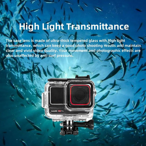 Waterproof Case & Floating Hand Grip for Insta360 Ace Pro, Protective Underwater Dive Housing Shell with Bracket