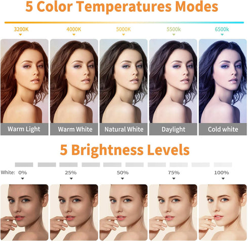 ACMEZING 5 Dimmable 5 Video Conference Lighting Kit, Ring Light Clip on Laptop Monitor with Color & Brightness Level