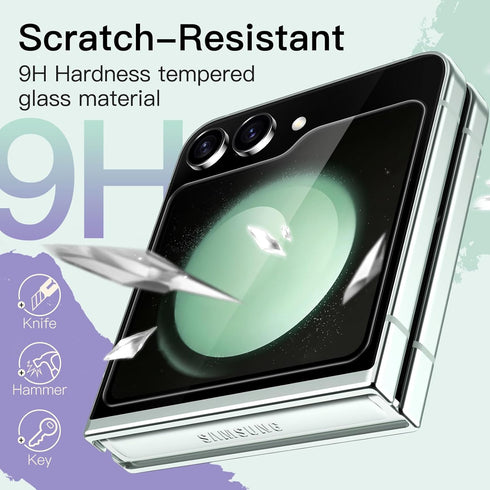 JETech Front Screen Protector for Samsung Galaxy Z Flip 5, 9H Tempered Glass Film, HD Clear, 3-Pack