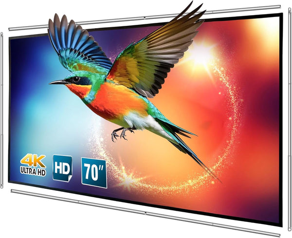 Yandood Foldable Projector Screen with Stainless Steel Telescopic Rod Combination Frame 16:9 HD