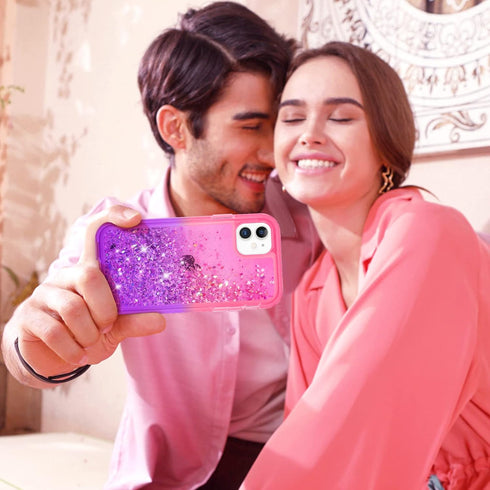 Ruky for iPhone 11 Glitter Case with Built-in Screen Protector, Full Body Rugged Liquid Cover, Shockproof Protective