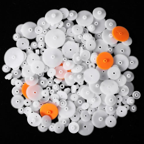 SynHHergyx 200PCS White Plastic Gears Module 0.5 Plastic Single Gear Spindle Small Motor
