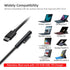 10ft USB-C Charging Cable for Microsoft Surface Pro 7, Go 2, Pro 6, 5/4/3, Laptop 1/2/3 & Book, Black, 45W Compatible.