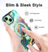 Lamcase iPhone 13/14 Case, Magnetic Invisible Ring Stand, Rugged Slim Shockproof Marble Design, Dark Green