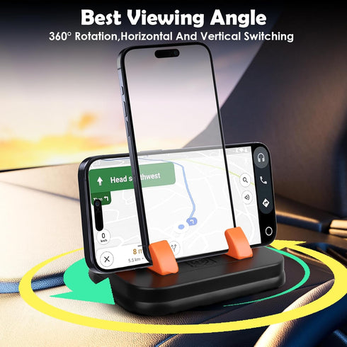 SINOTATO 360 Car Dashboard Phone Holder Rotatable Non-Slip Silicone Pad Car Phone Mount with Parking Number Plate Fit