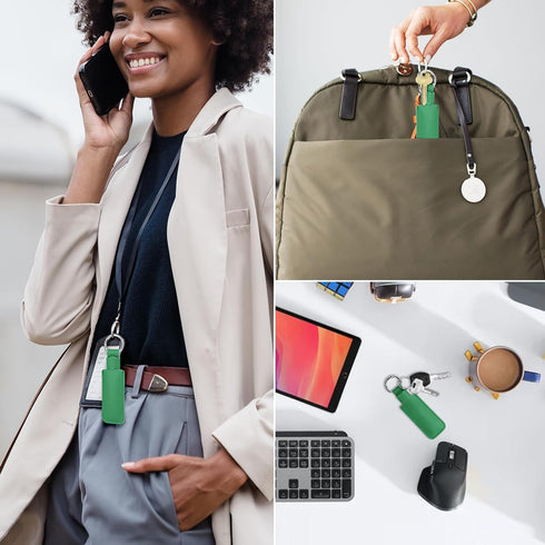 Microfiber Leather USB Flash Drive Case, Anti Lost Holder with Keychain, Small Portable Storage (1PC, Green)