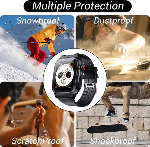 Waterproof Apple Watch Band with Case, IP68 Rugged Bumper for 38mm-45mm iWatch Series